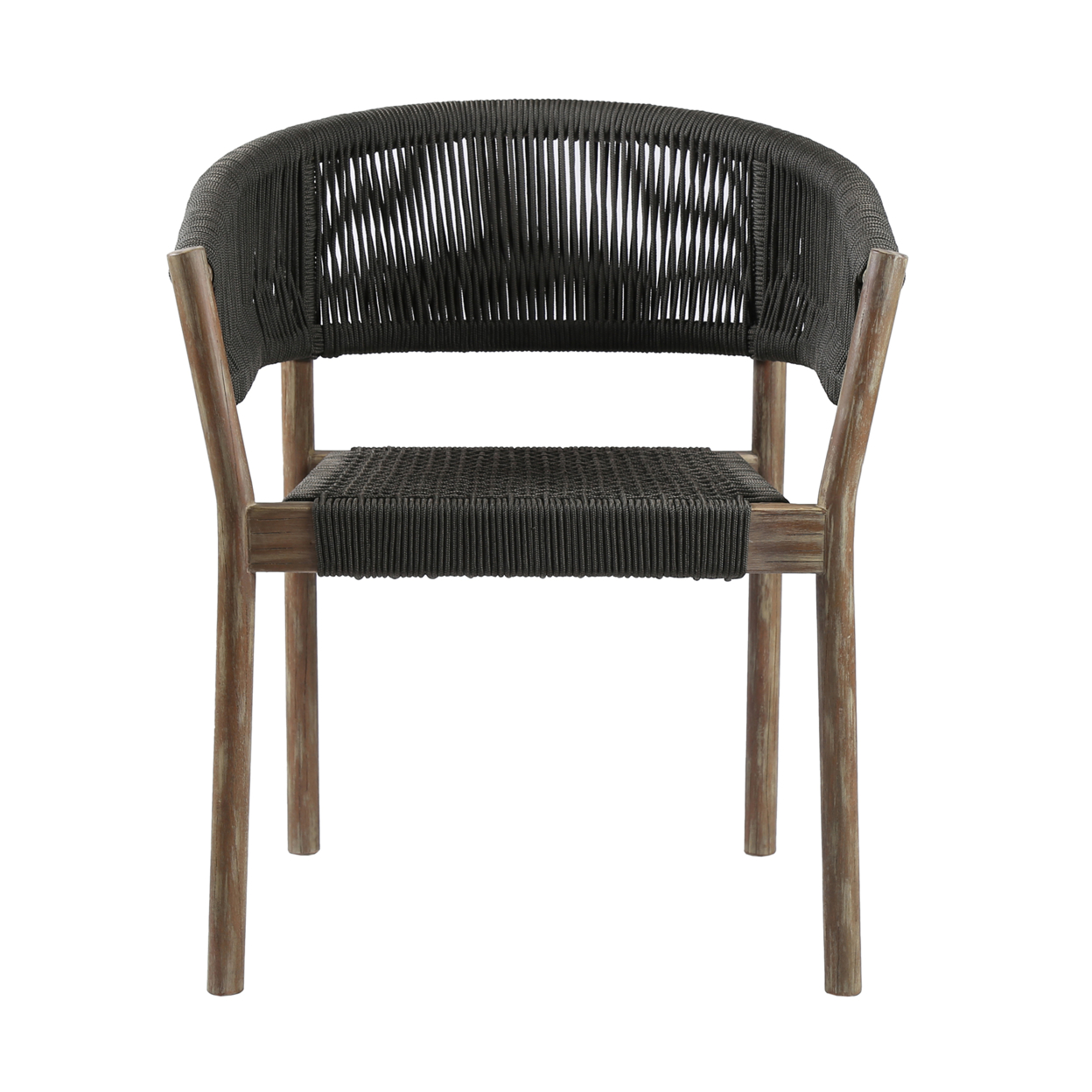 Dining Chair With Fishbone Woven Curved Back, Set Of 2, Gray- Saltoro Sherpi