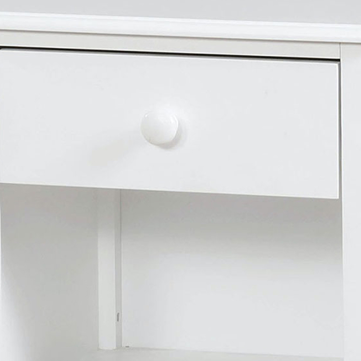 Nightstand With 1 Drawer And 1 Open Shelf, White- Saltoro Sherpi