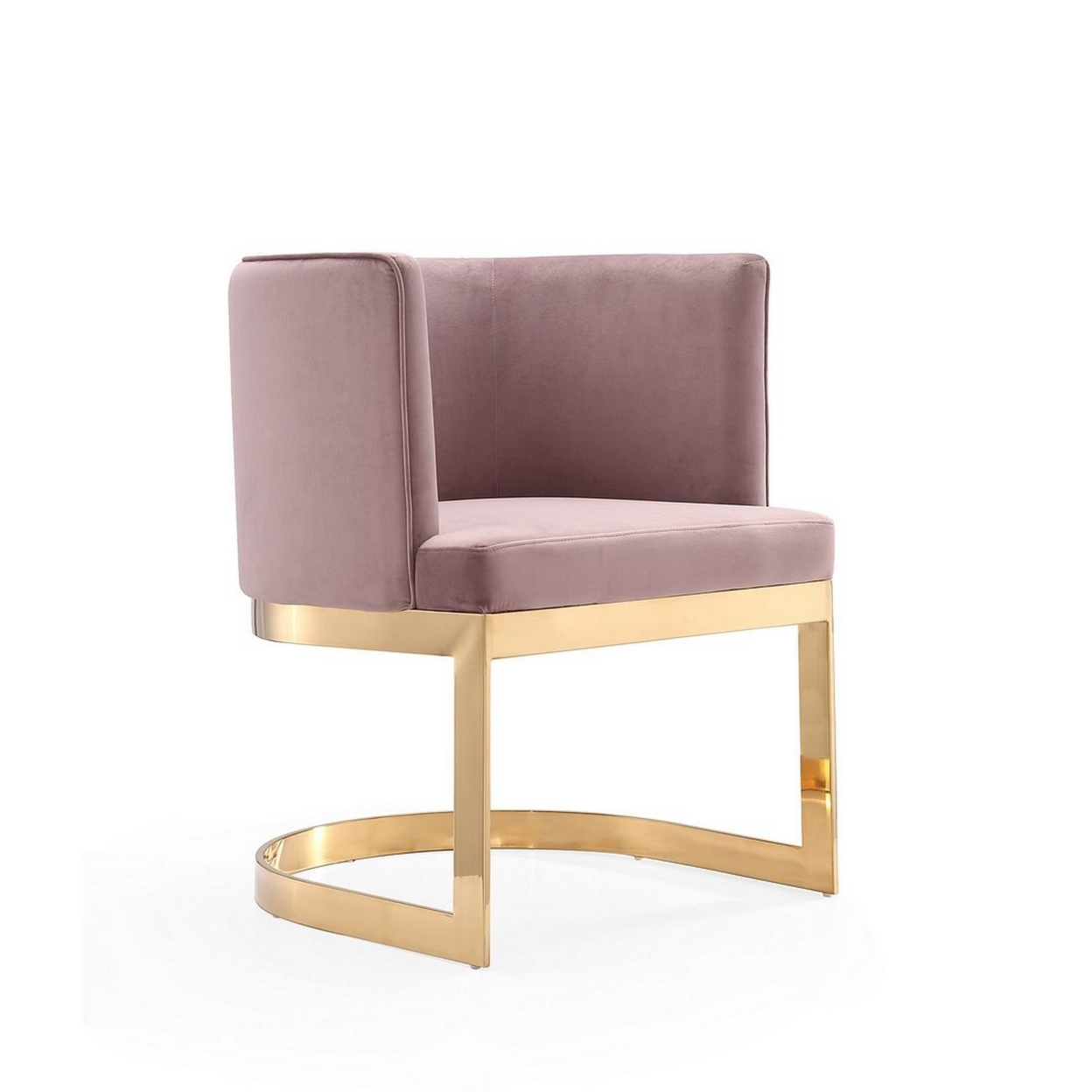 Aura Blush and Polished Brass Velvet Dining Chair