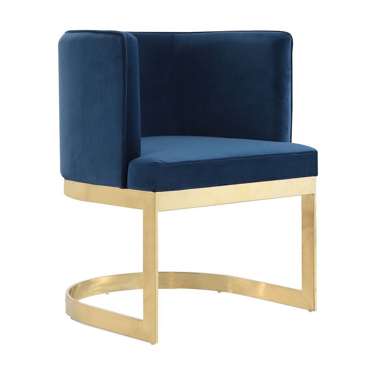 Aura Royal Blue and Polished Brass Velvet Dining Chair