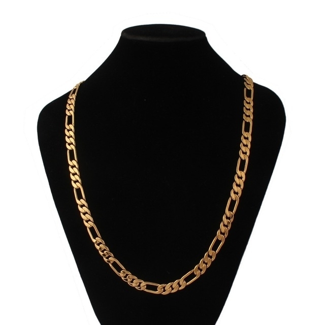 18k Yellow Gold Filled Men Figaro Link Chain