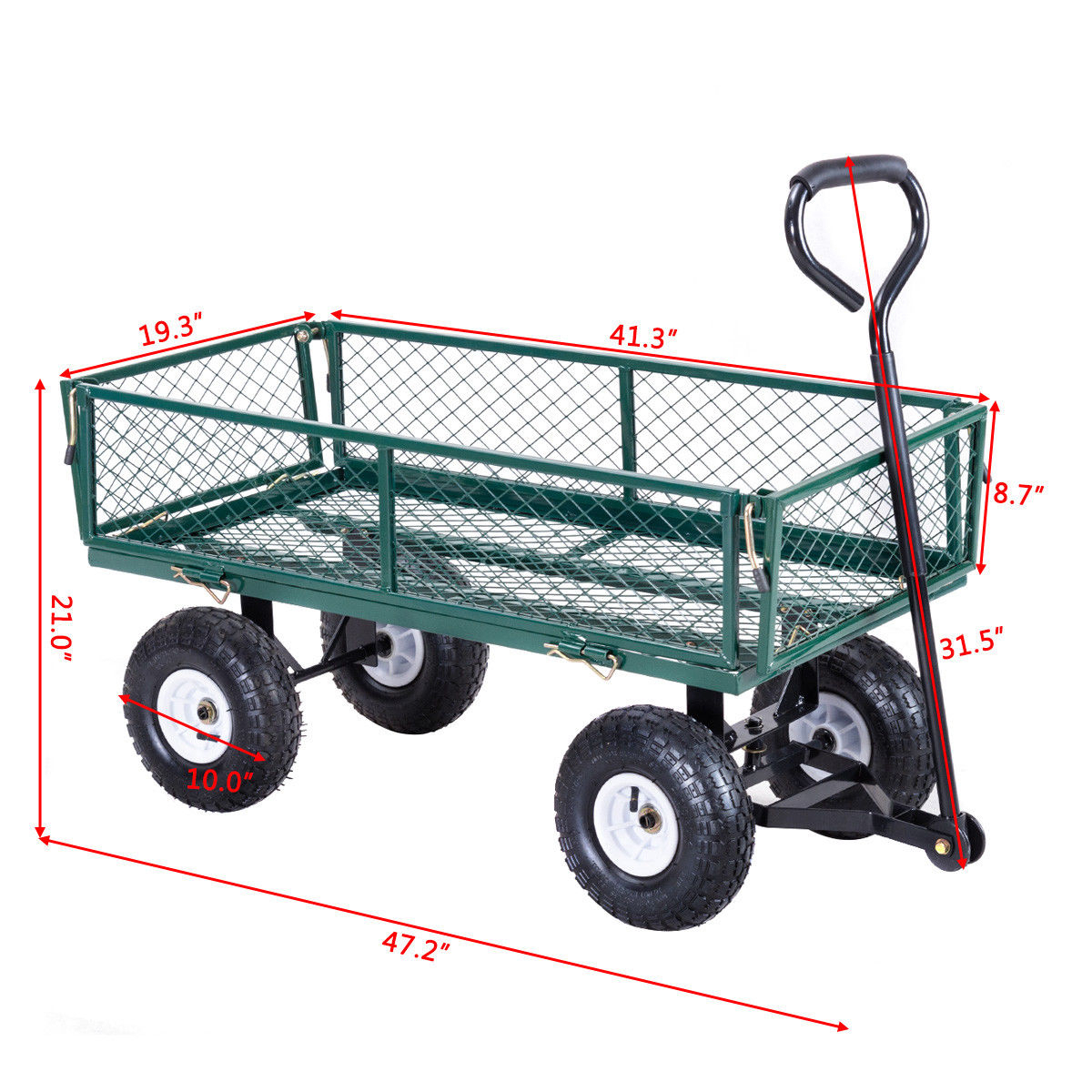 Heavy Duty Lawn Garden Utility Cart Wagon Wheelbarrow Steel Trailer