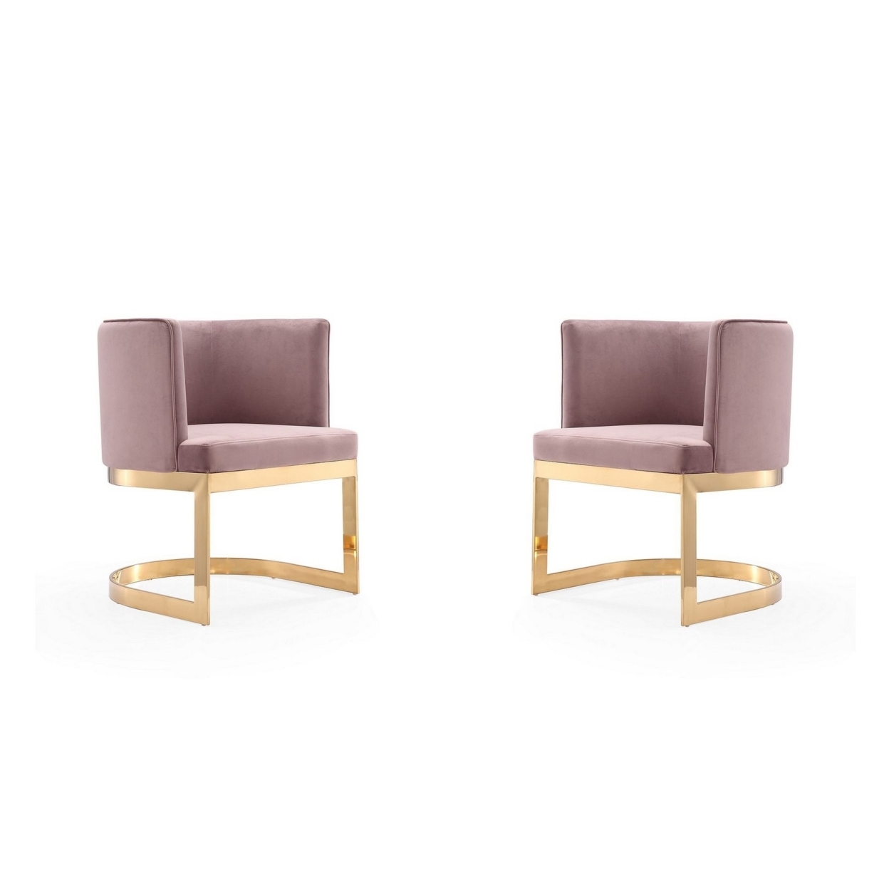 Aura Blush and Polished Brass Velvet Dining Chair (Set of 2)