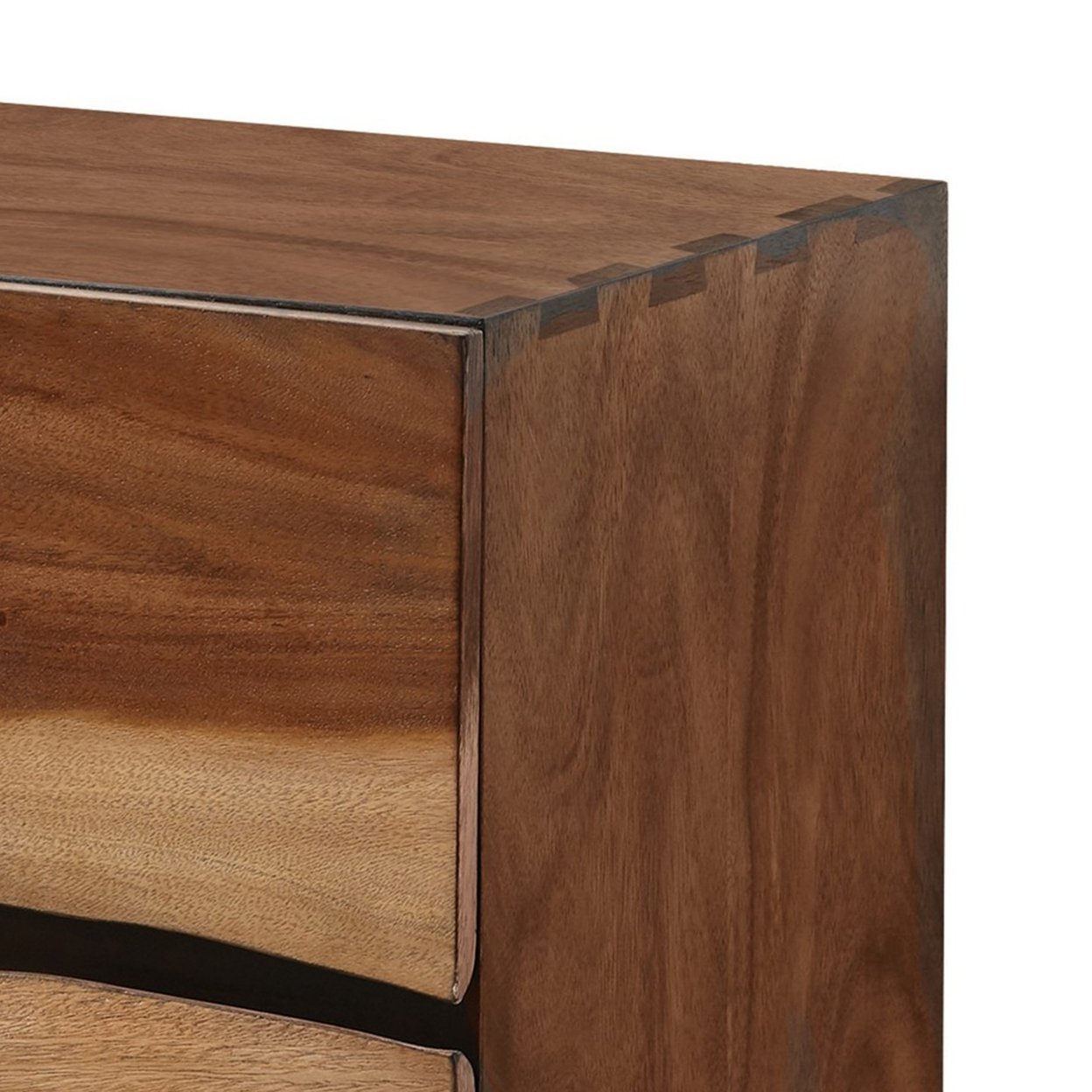 Nightstand With 2 Drawers And Live Edge Details, Brown- Saltoro Sherpi
