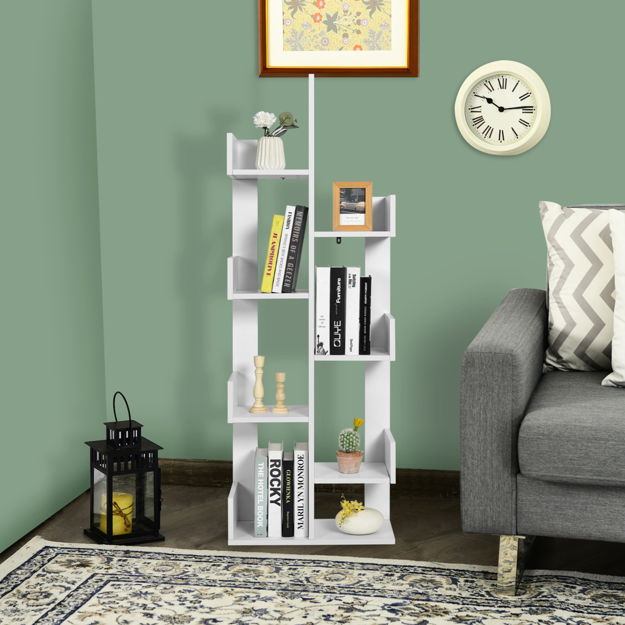 6 Tier S-Shaped Bookshelf Storage Display Bookcase Decor Z-Shelf - Coffee