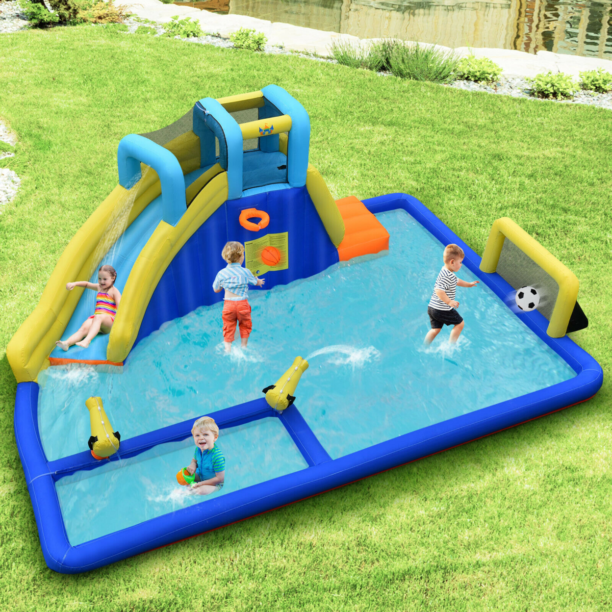 Inflatable Water Slide Bounce House Climbing Wall Without Blower