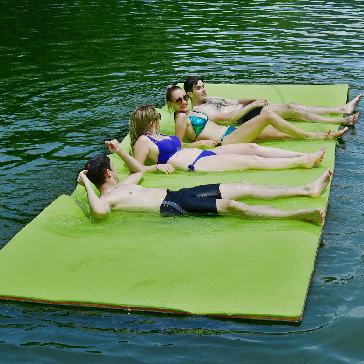 12' X 6' Floating Water Pad Mat 3-Layer Foam Floating Island For Pool Lake - Green