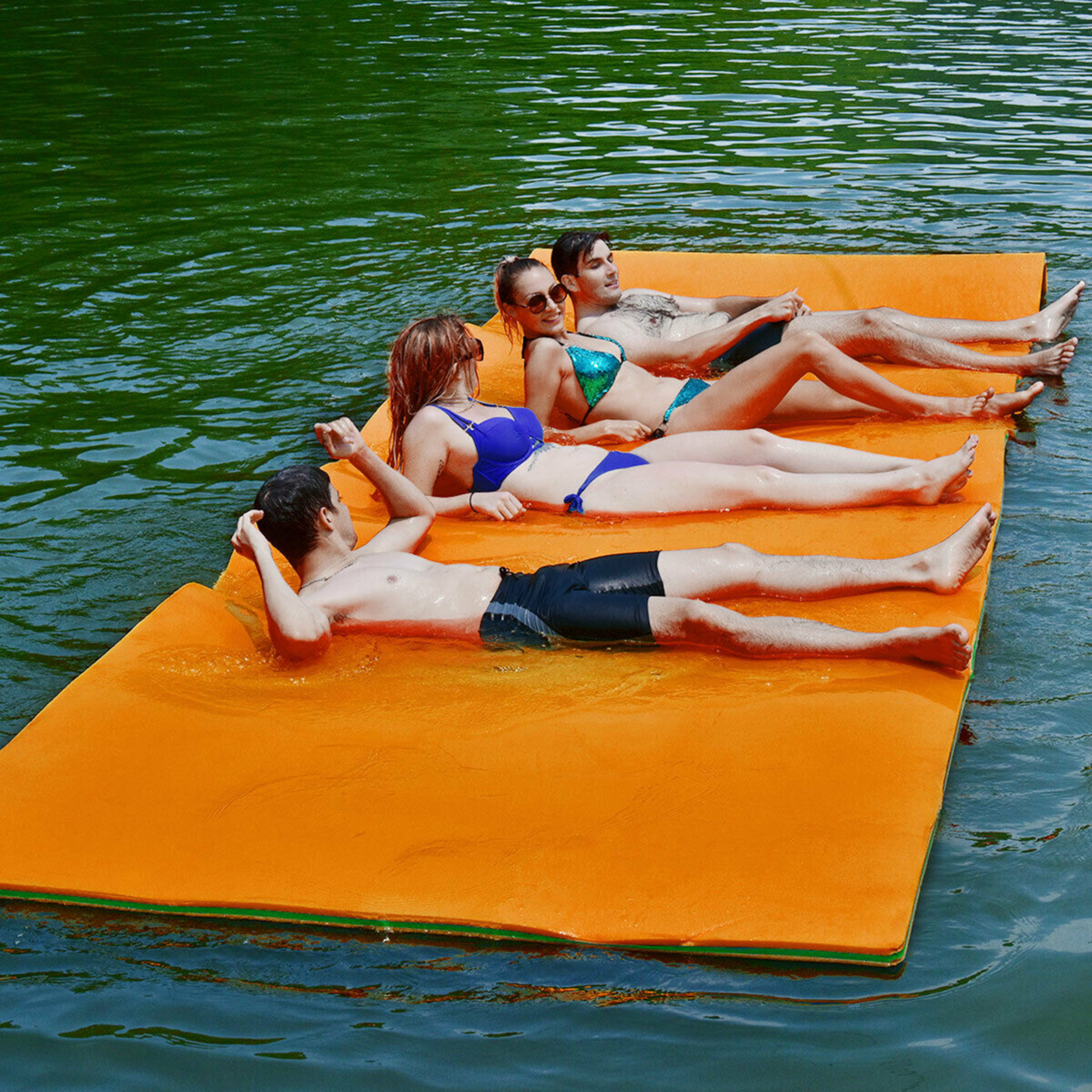 12' X 6' Floating Water Pad Mat 3-Layer Foam Floating Island For Pool Lake - Blue