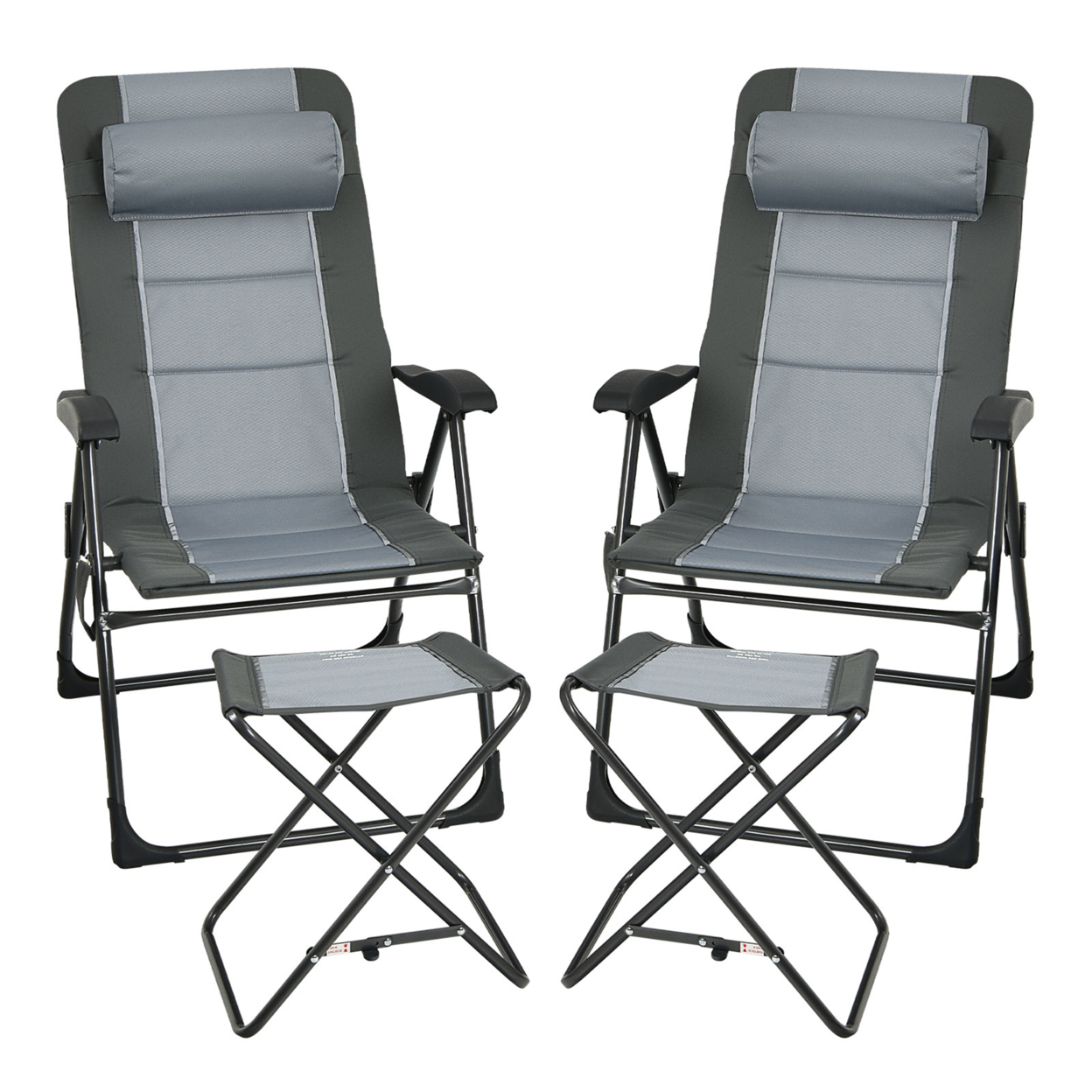 4PCS Folding Patio Recliner Chair & Ottoman Set W/ Adjustable Backrest