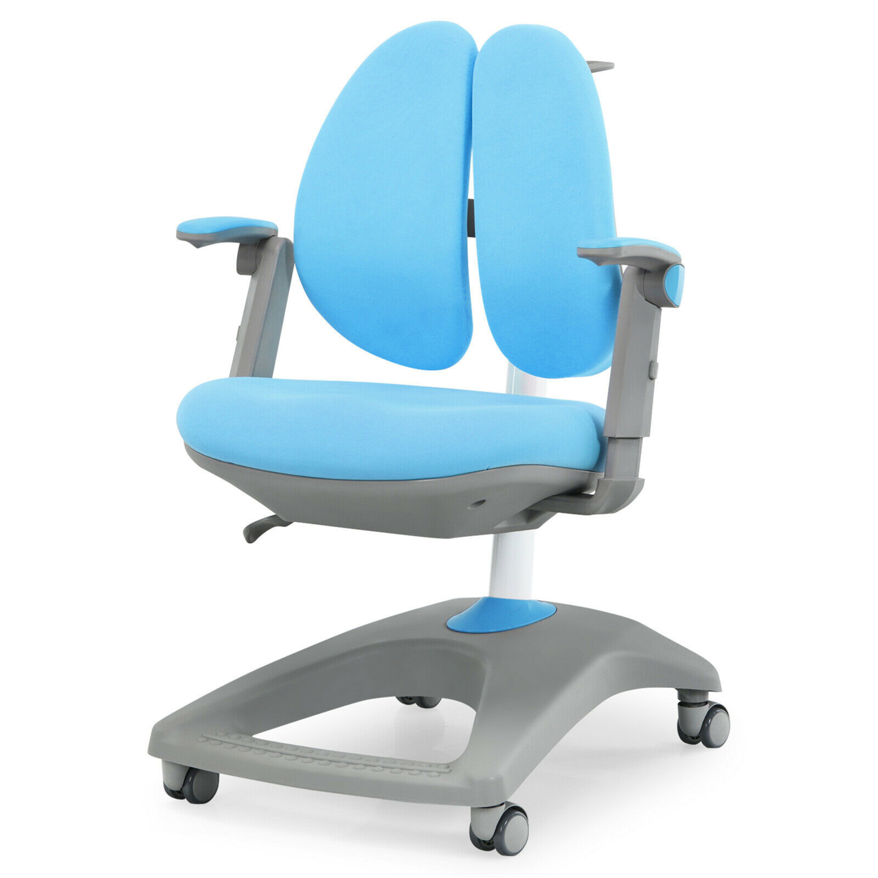 Kids Desk Study Chair Adjustable Height Depth W/ Sit-Brake Casters - Blue