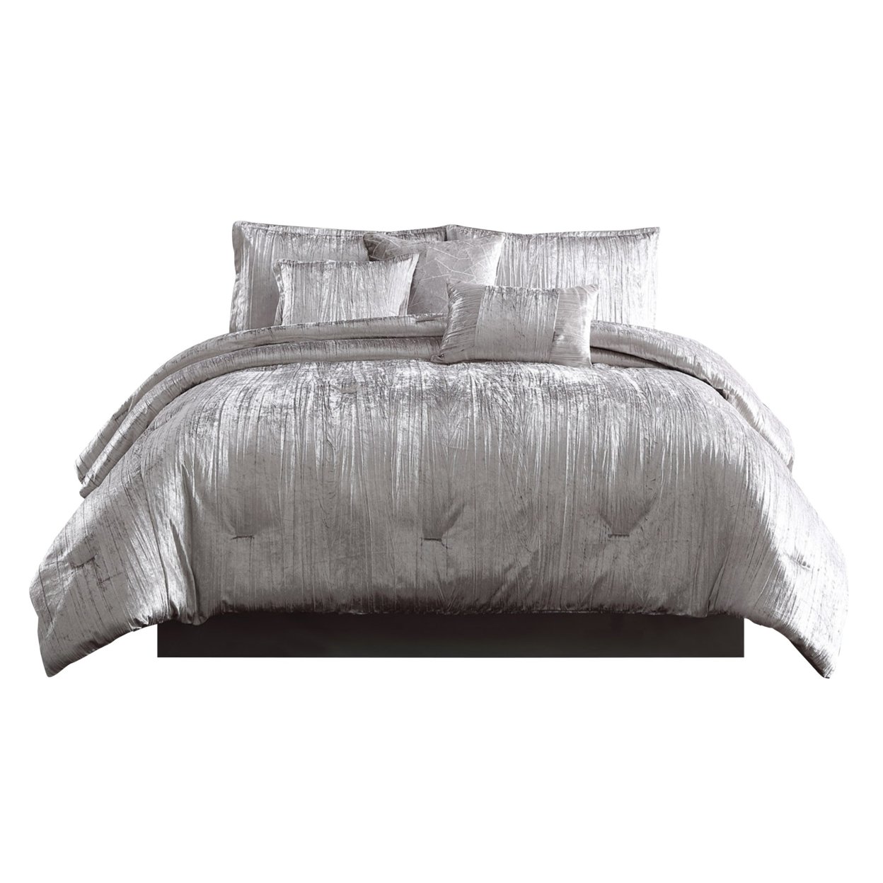 6 Piece Twin Comforter Set With Shimmering Appeal, Silver- Saltoro Sherpi