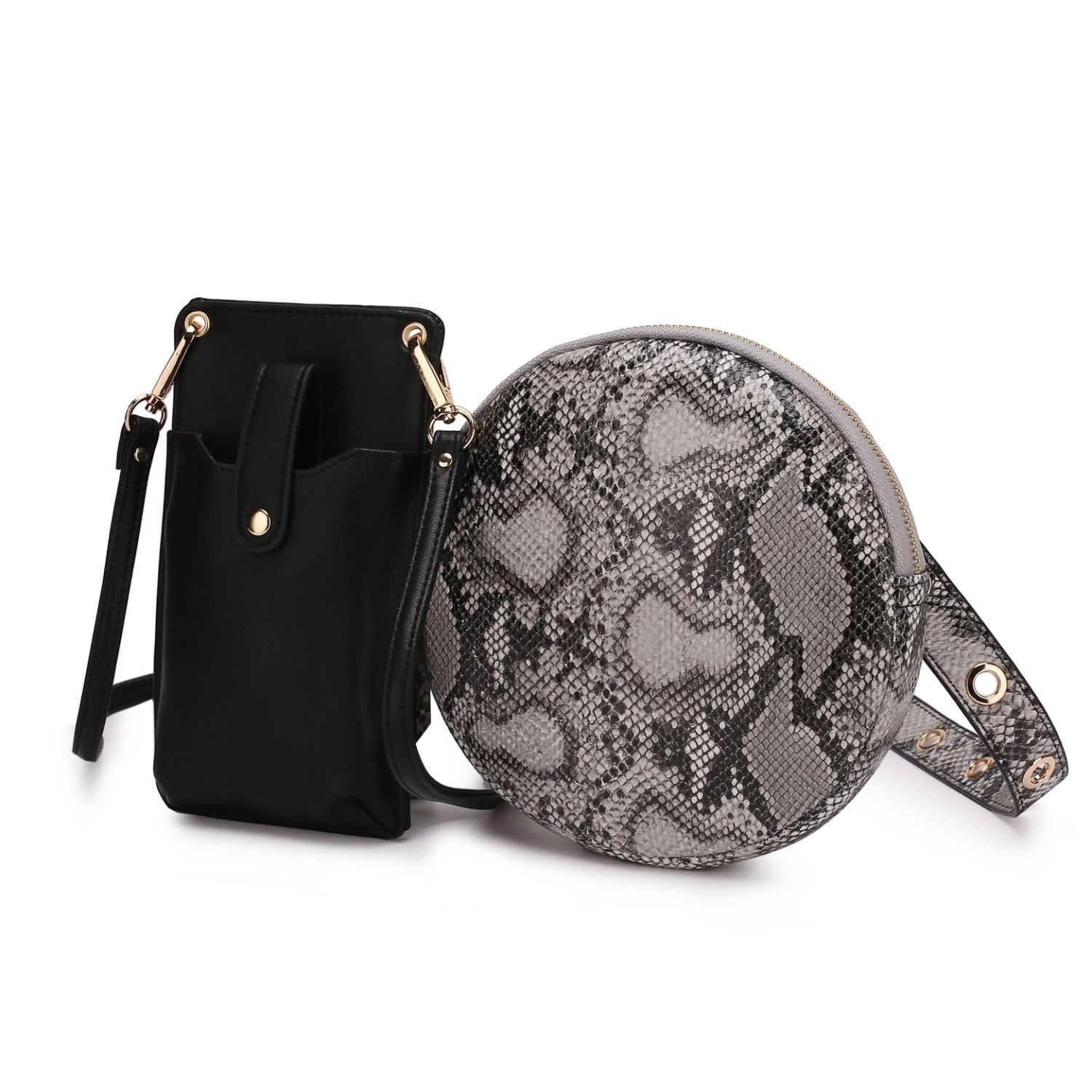MKF Collection Hailey Smartphone Convertible Crossbody Handbag (2 PCS SET) By Mia K. - Black