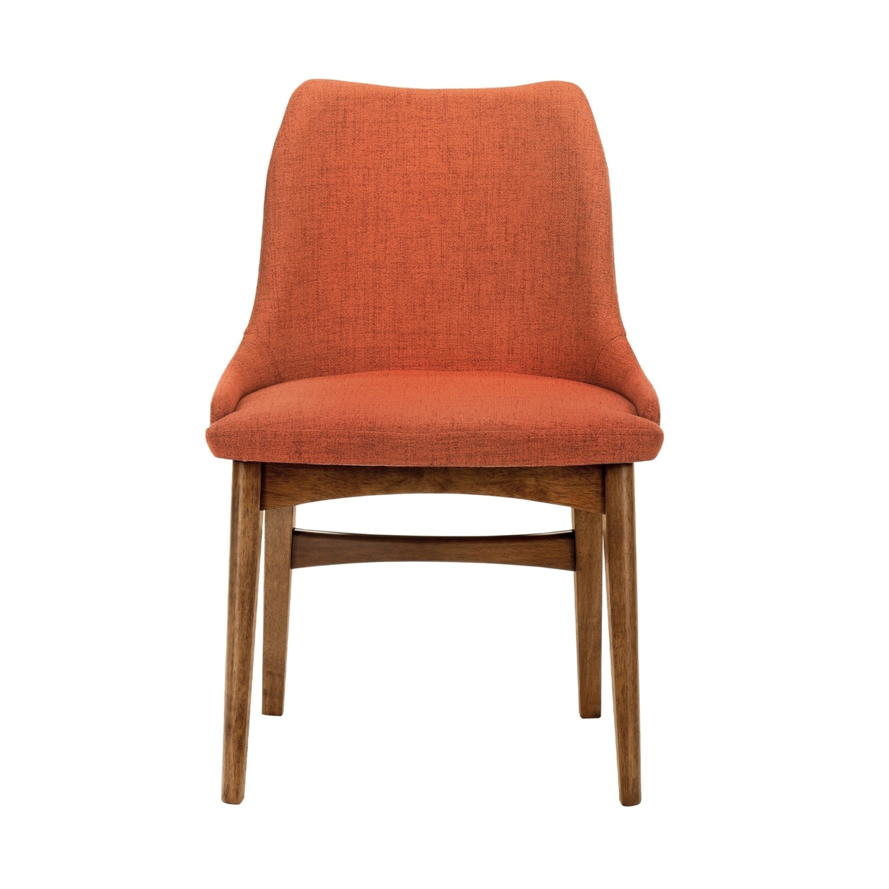Azalea Orange Fabric And Walnut Wood Dining Side Chairs - Set Of 2- Saltoro Sherpi