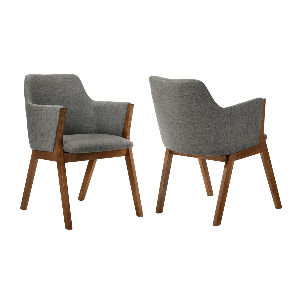 Renzo Charcoal Fabric And Walnut Wood Dining Side Chairs - Set Of 2- Saltoro Sherpi
