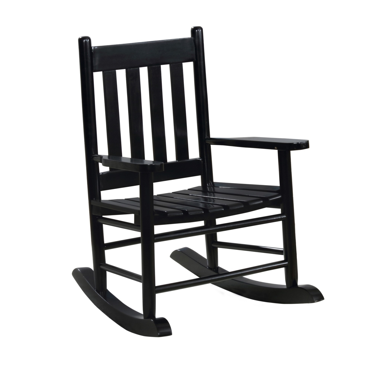 Youth Rocking Chair With Slatted Design Back And Seat, Black- Saltoro Sherpi