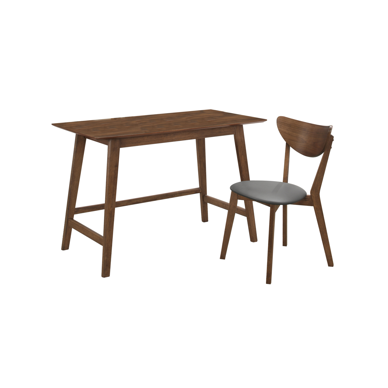 2 Piece Wooden Writing Desk Set With Padded Seat, Brown- Saltoro Sherpi