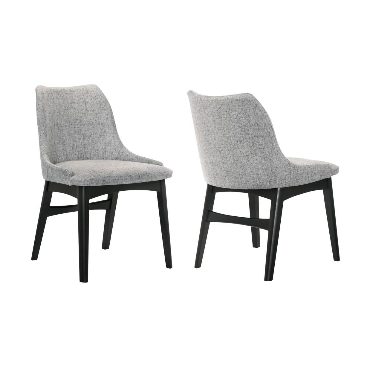 Azalea Gray Fabric And Black Wood Dining Side Chairs - Set Of 2- Saltoro Sherpi