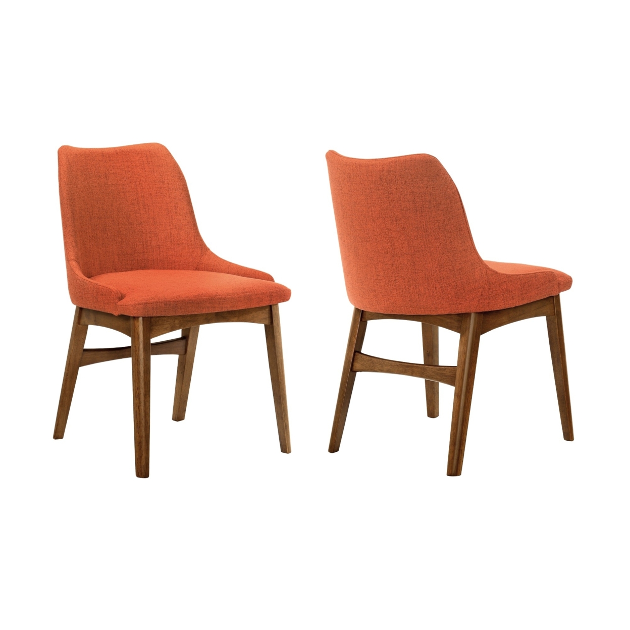 Azalea Orange Fabric And Walnut Wood Dining Side Chairs - Set Of 2- Saltoro Sherpi