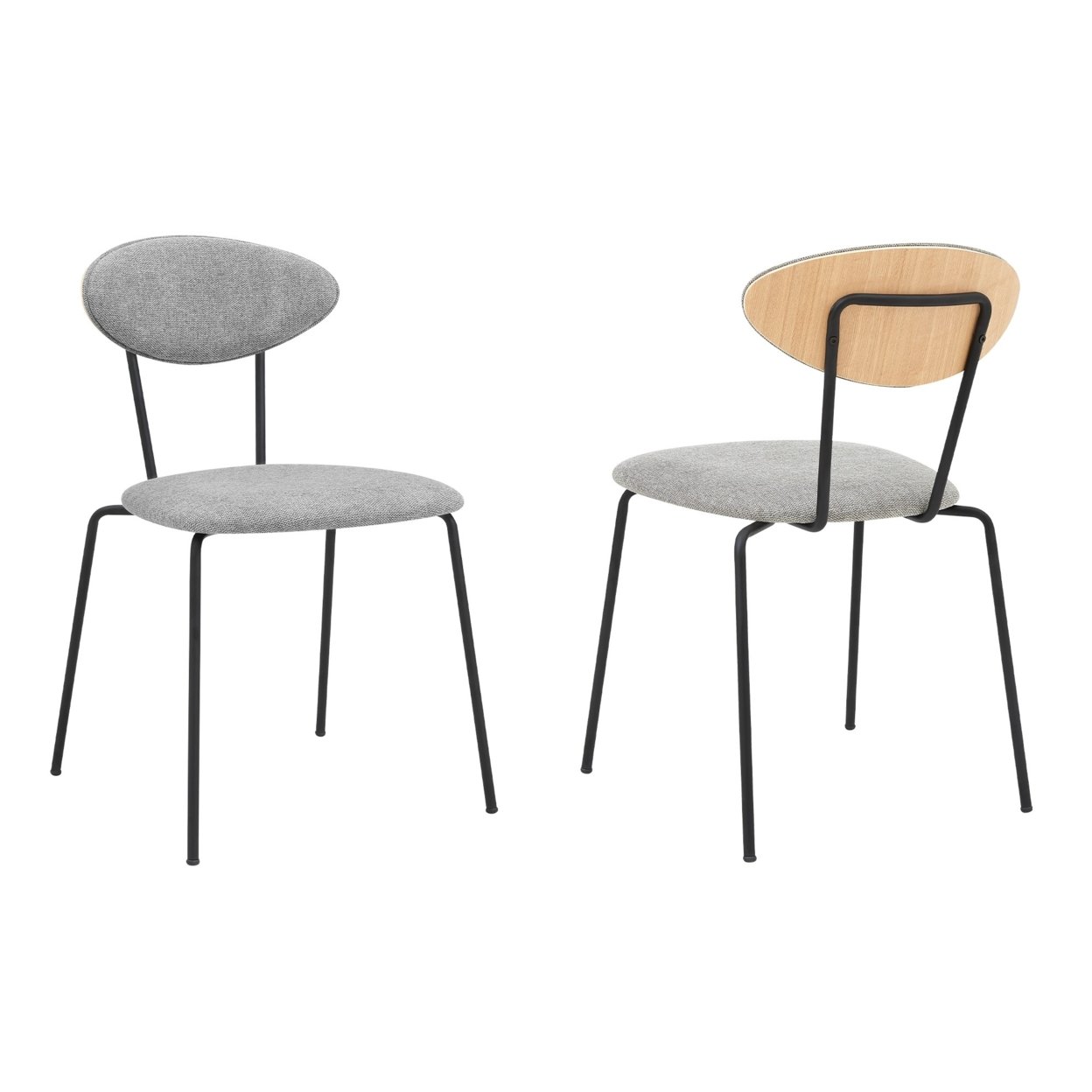 Neo Modern Grey Fabric And Black Metal Dining Room Chairs - Set Of 2- Saltoro Sherpi