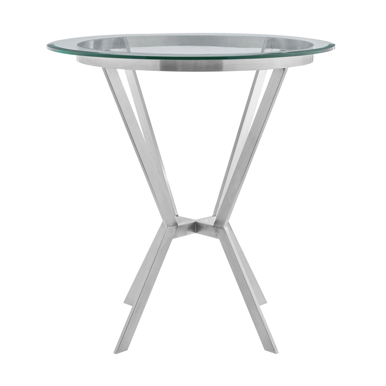 Naomi Round Glass And Brushed Stainless Steel Bar Table- Saltoro Sherpi