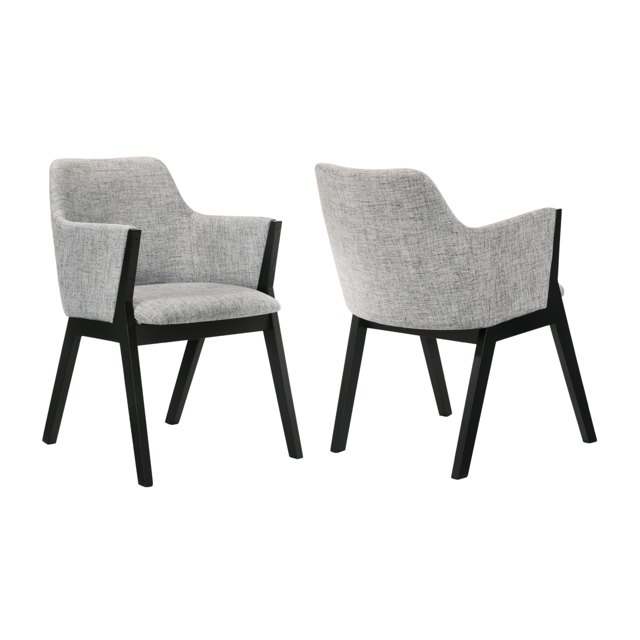 Renzo Light Gray Fabric And Black Wood Dining Side Chairs - Set Of 2- Saltoro Sherpi