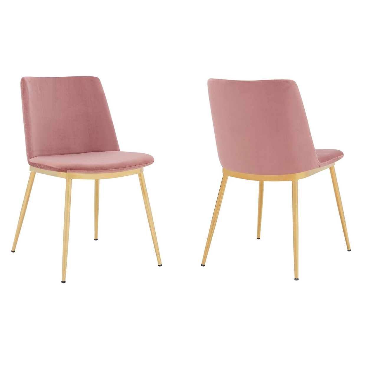 Messina Modern Pink Velvet And Gold Metal Leg Dining Room Chairs - Set Of 2- Saltoro Sherpi