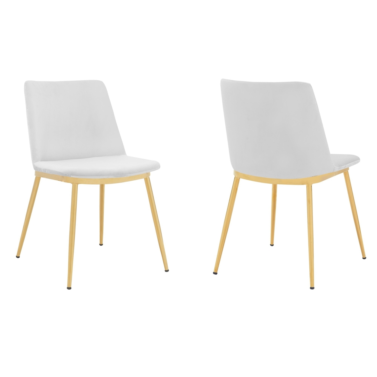 Messina Modern White Velvet And Gold Metal Leg Dining Room Chairs - Set Of 2- Saltoro Sherpi