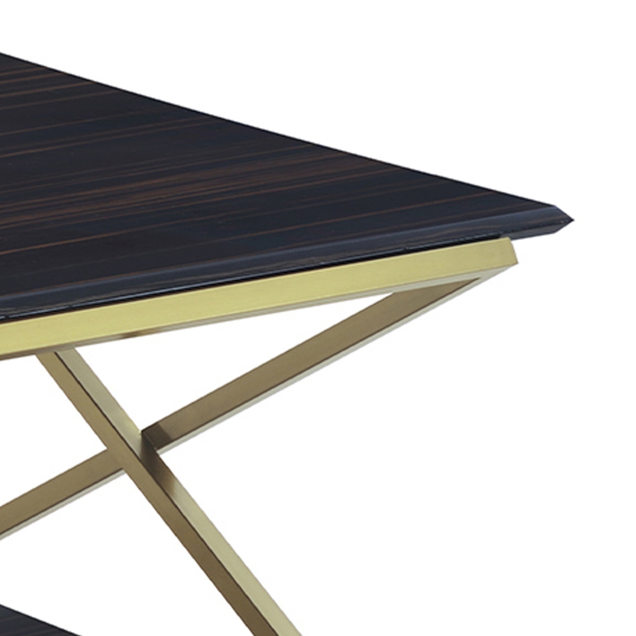 Westlake Dark Brown Veneer Coffee Table With Brushed Gold Legs- Saltoro Sherpi