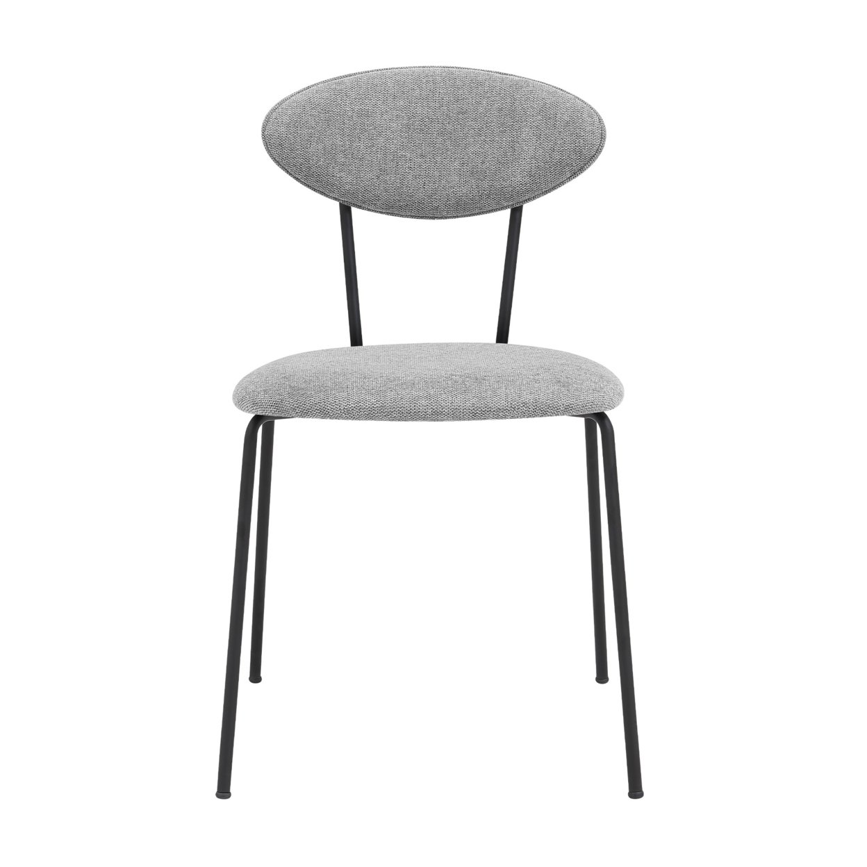 Neo Modern Grey Fabric And Black Metal Dining Room Chairs - Set Of 2- Saltoro Sherpi