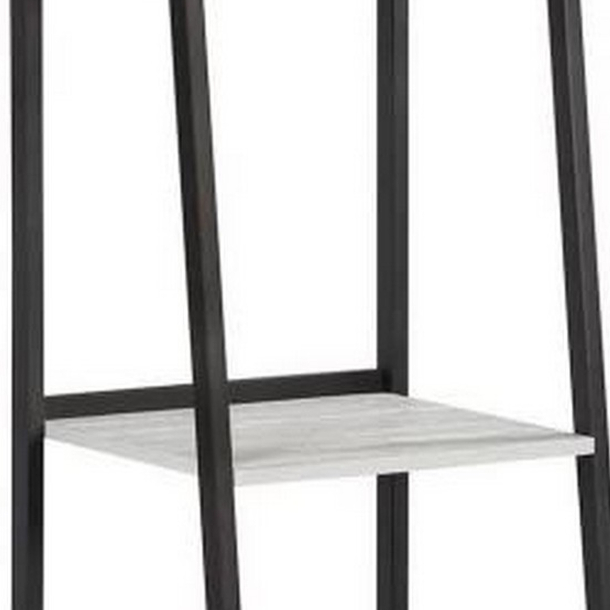 Ladder Bookcase With 4 Tier Shelves And Metal Frame, Gray- Saltoro Sherpi