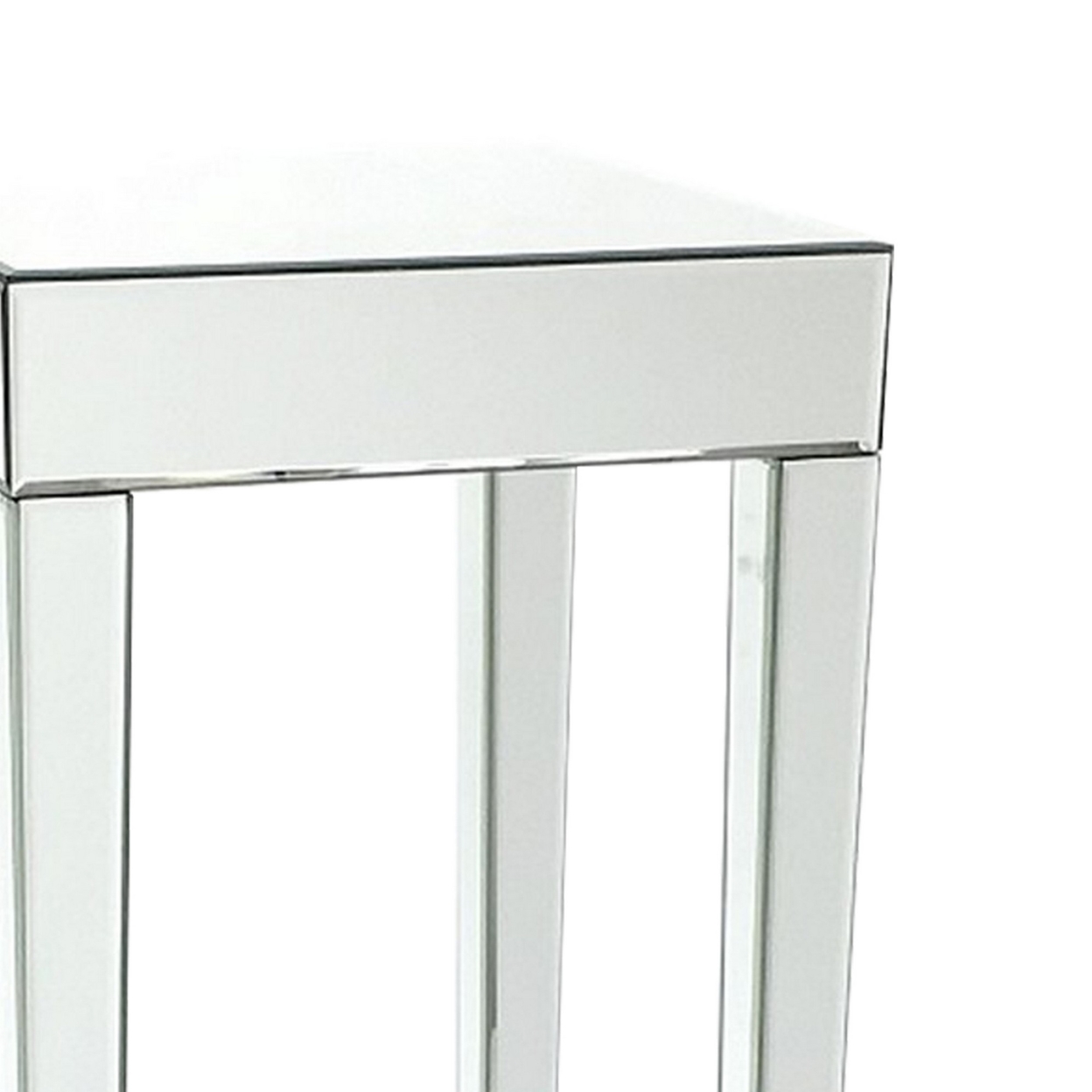 Pedestal With Square Shape Beveled Mirror Panel Frame, Clear- Saltoro Sherpi