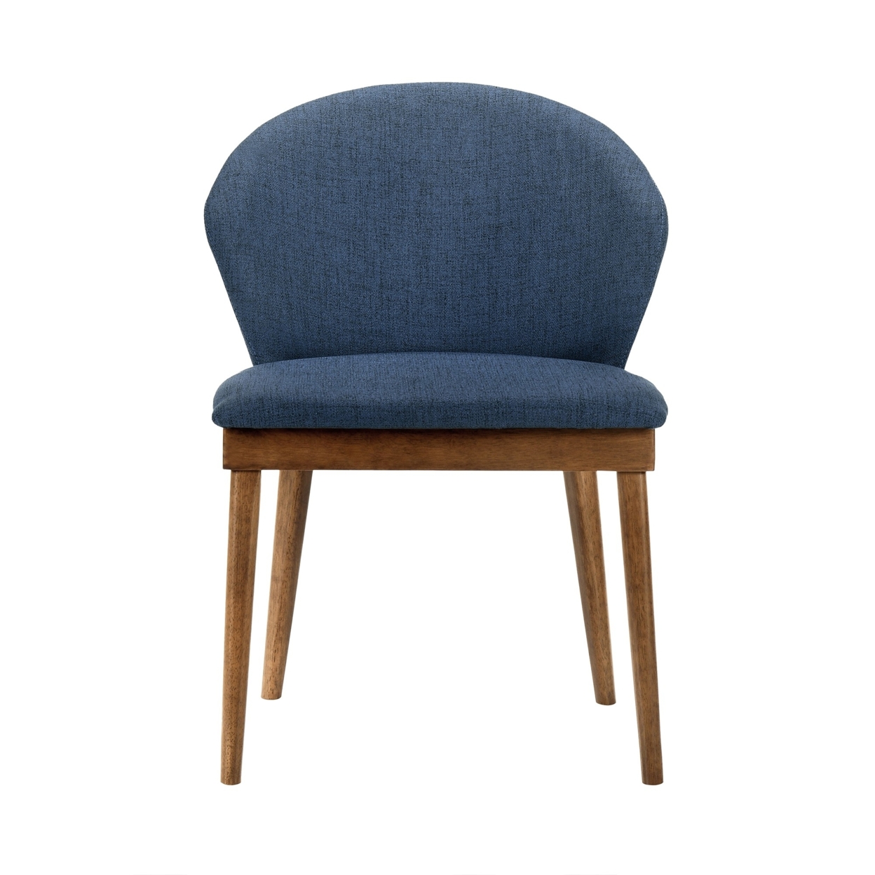 Juno Blue Fabric And Walnut Wood Dining Side Chairs - Set Of 2- Saltoro Sherpi