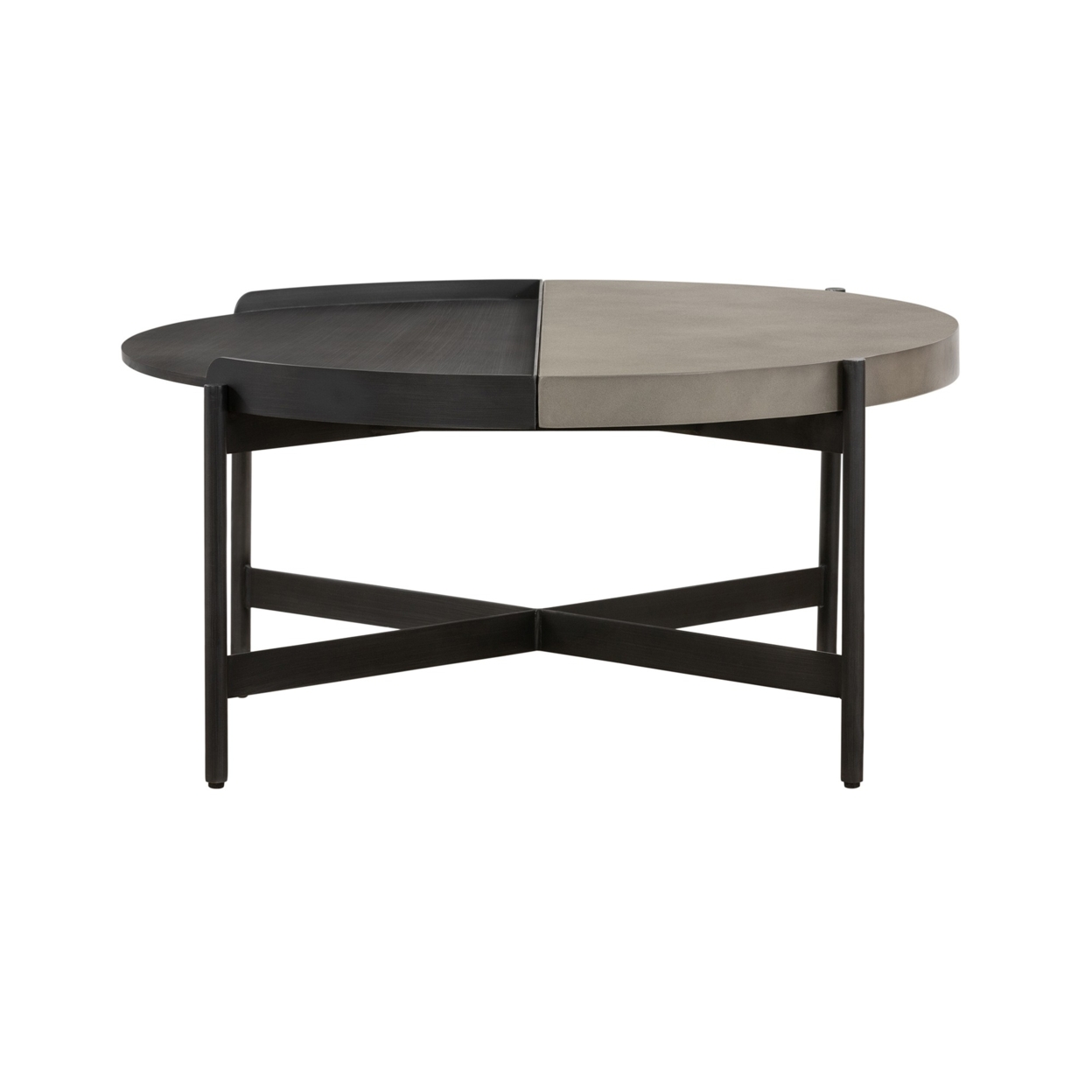 Dua Concrete And Metal Round Modern Coffee Table- Saltoro Sherpi