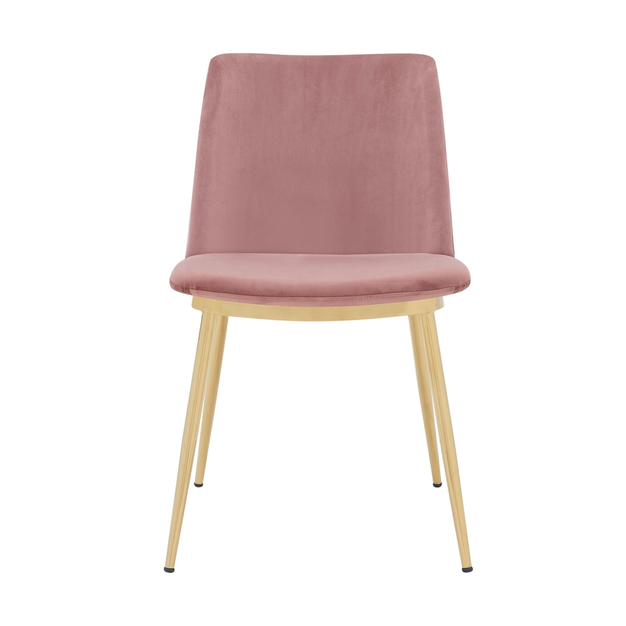 Messina Modern Pink Velvet And Gold Metal Leg Dining Room Chairs - Set Of 2- Saltoro Sherpi