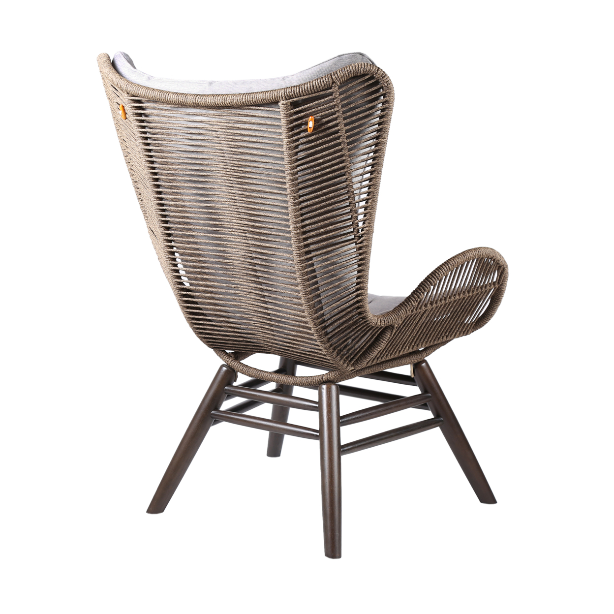 Indoor Outdoor Lounge Chair With Intricate Rope Woven Wingback, Brown- Saltoro Sherpi