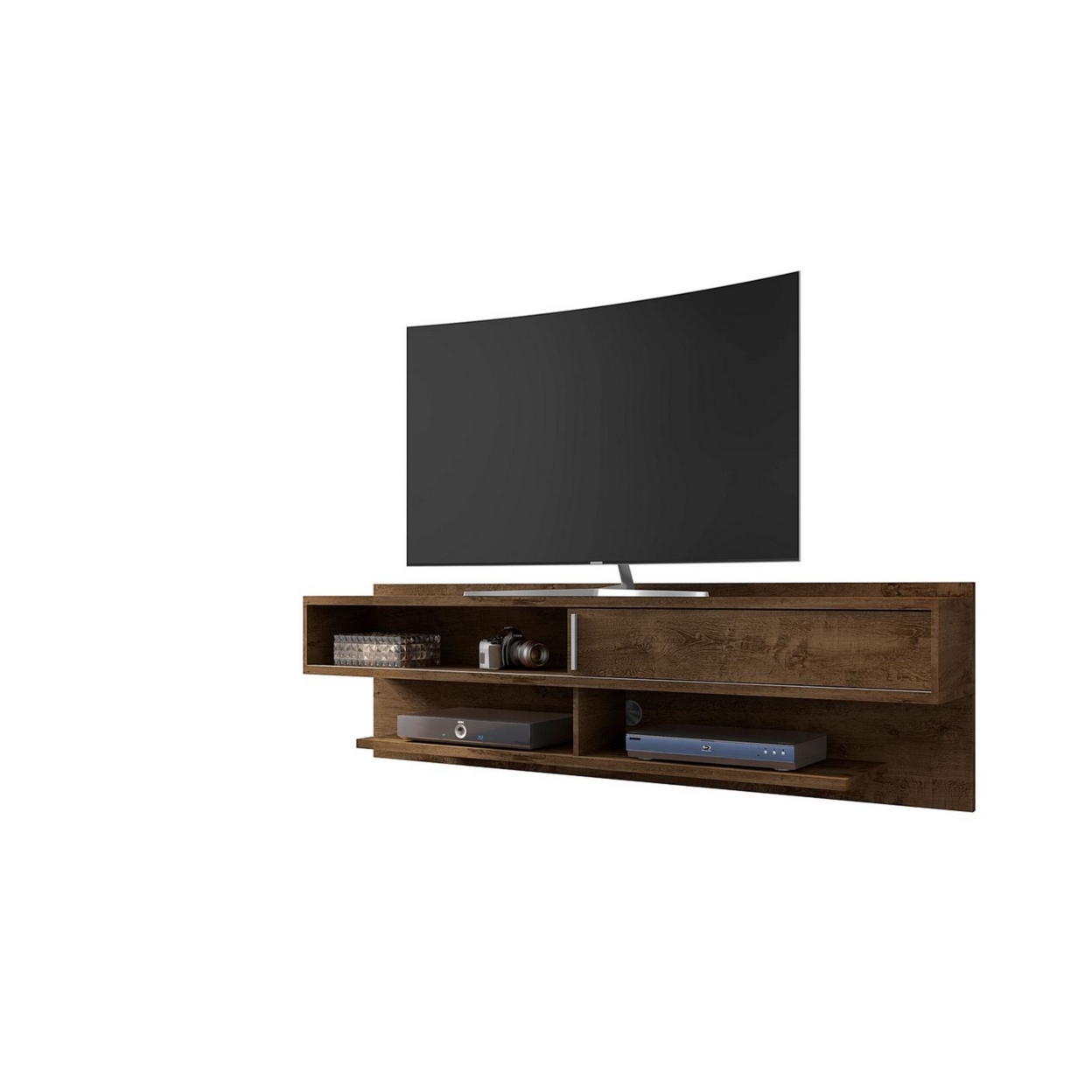 Astor 70.86 Modern Floating Entertainment Center 1.0 with Media Shelves in Rustic Brown