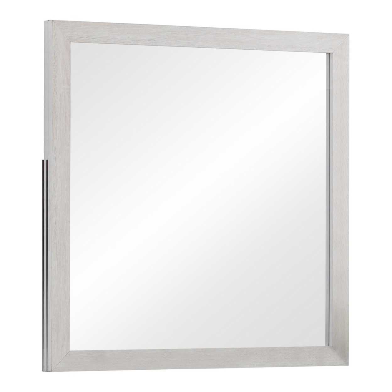 Mirror With Wooden Frame And Grain Details, White- Saltoro Sherpi