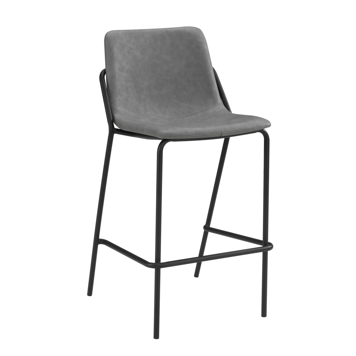 Barstool With Bucket Design And Tubular Frame, Set Of 2, Gray And Black- Saltoro Sherpi
