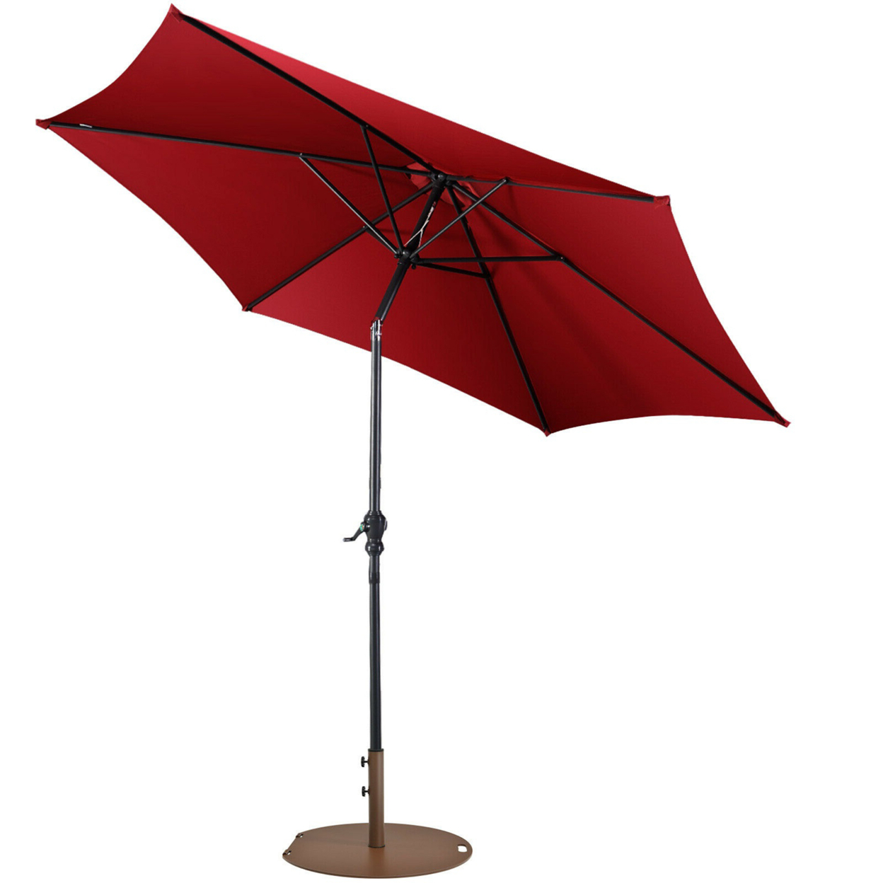 9 Ft Patio Table Market Umbrella Yard Outdoor W/ Heavy-duty Umbrella Base - Wine