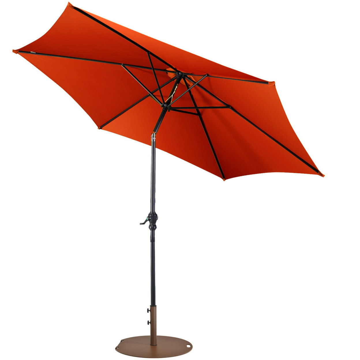9 Ft Patio Table Market Umbrella Yard Outdoor W/ Heavy-duty Umbrella Base - Orange