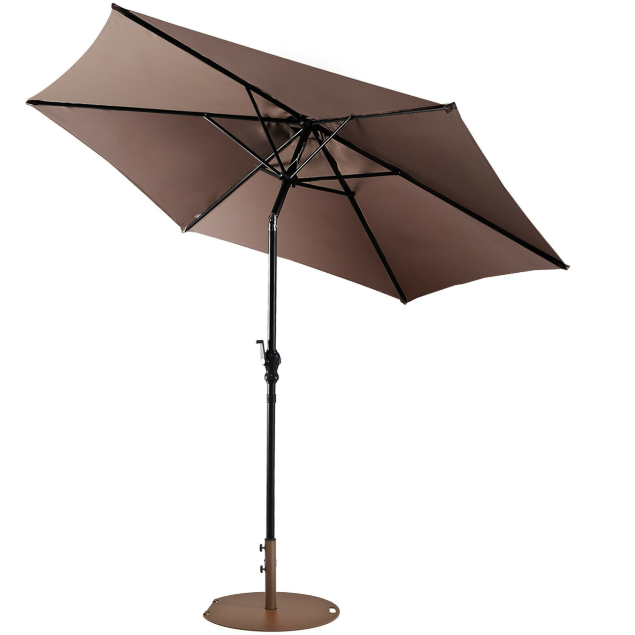 9 Ft Patio Table Market Umbrella Yard Outdoor W/ Heavy-duty Umbrella Base - Tan