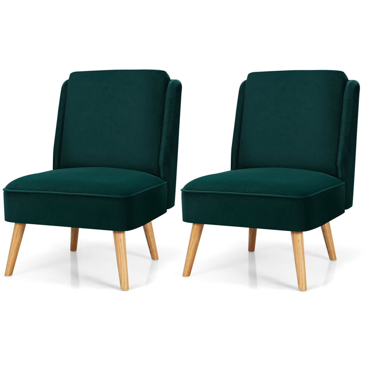 2PCS Velvet Accent Chair Single Sofa Chair Leisure Chair With Wood Frame Green