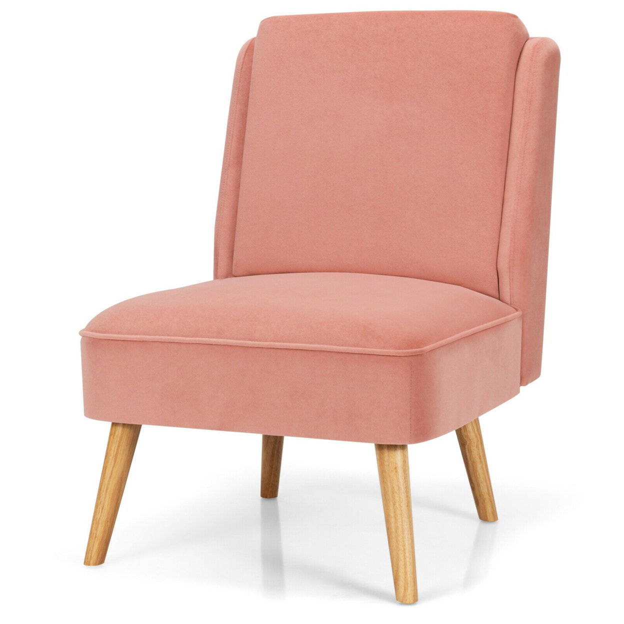 Velvet Accent Chair Single Sofa Chair Leisure Chair With Wood Frame Pink