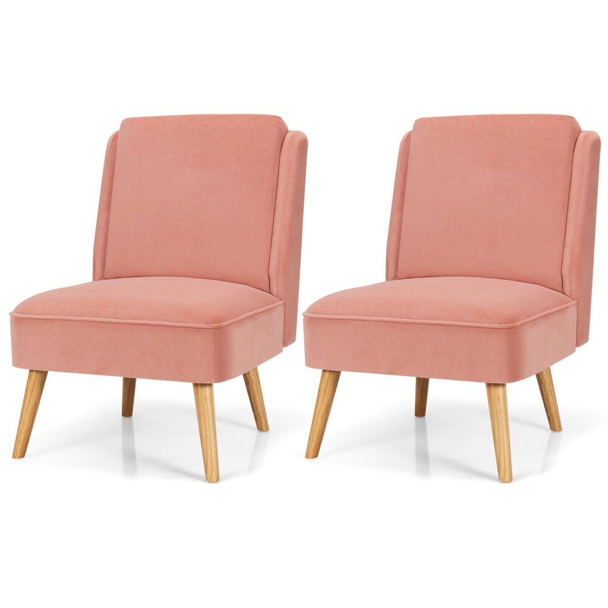 2PCS Velvet Accent Chair Single Sofa Chair Leisure Chair With Wood Frame Pink