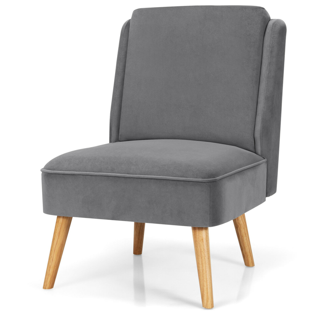 Velvet Accent Chair Single Sofa Chair Leisure Chair With Wood Frame Grey