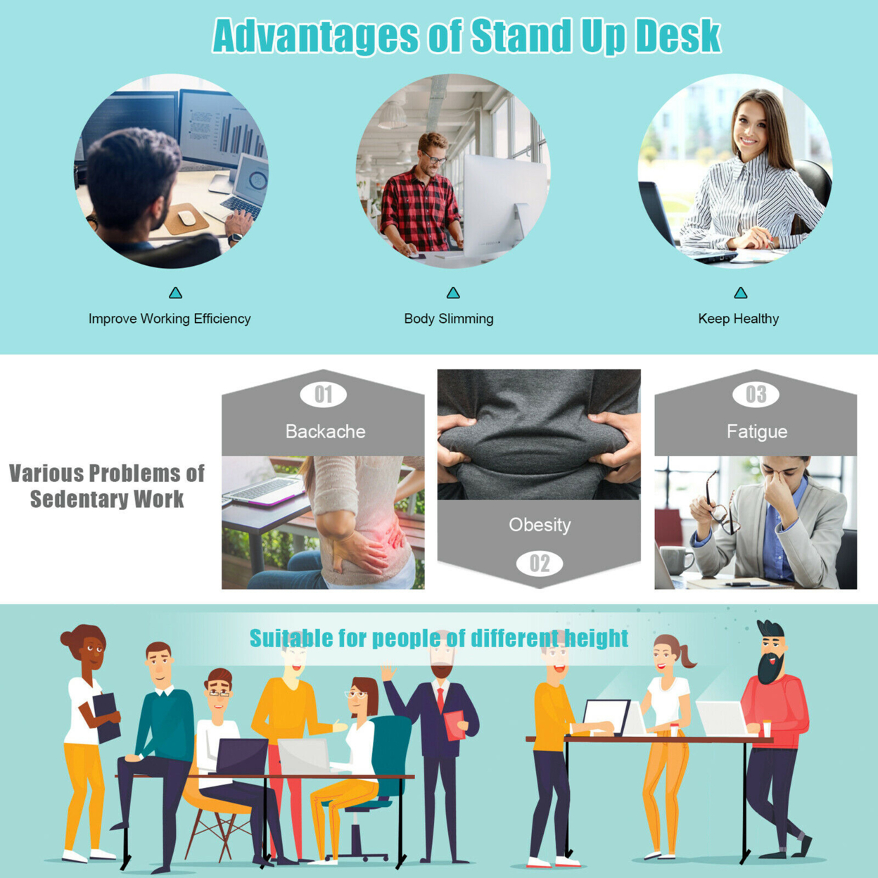 55''x28'' Electric Standing Desk Adjustable Sit To Stand W/ Controller - Black