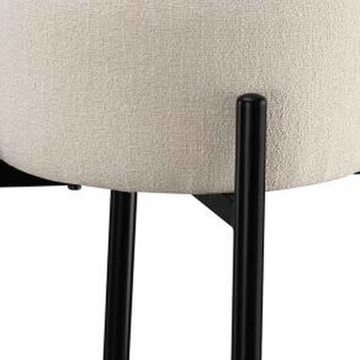 Barstool With Fabric Seat And Tubular Legs, Set Of 2, Beige And Black- Saltoro Sherpi