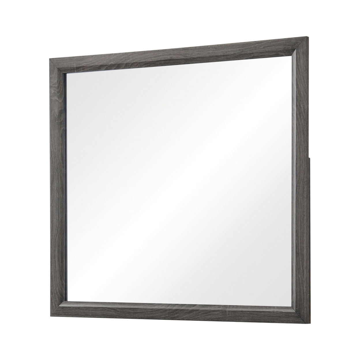 Mirror With Rectangle Wooden Frame And Grain Details, Brown- Saltoro Sherpi