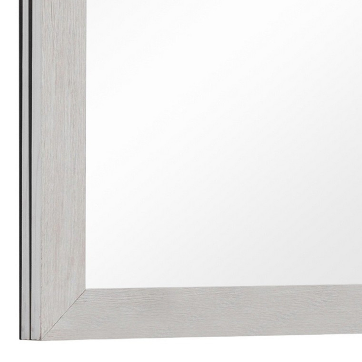 Mirror With Wooden Frame And Grain Details, White- Saltoro Sherpi
