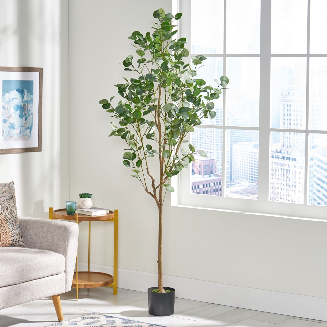 Adair Artificial Tabletop Eucalyptus Tree, Green - 5' X 2'